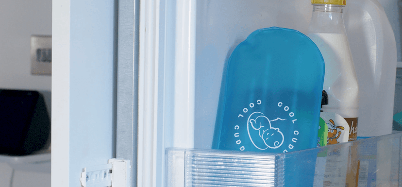 Cool Cuddle gel pack chilling in the fridge